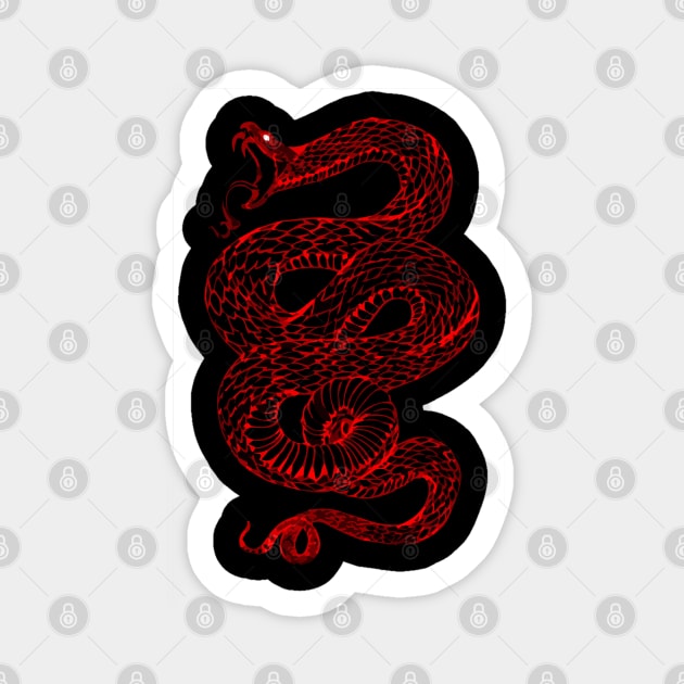 Red Snake Sticker by syanart